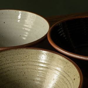Leach Pottery XL Bowls in Dolomite, Ash & Tenmoku Glazes