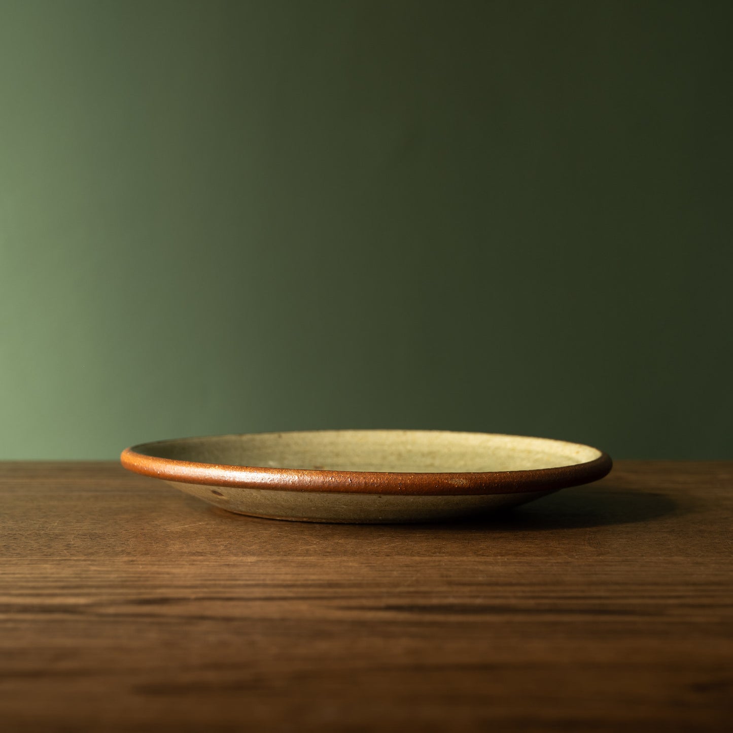 Leach Pottery Side Plate in Ash glaze side profile