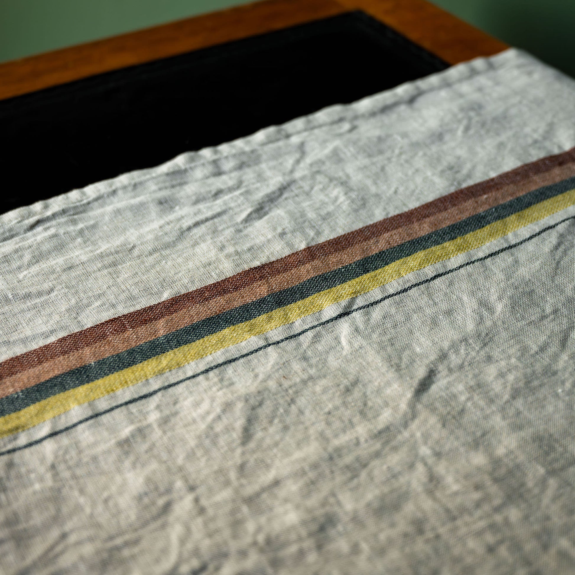 Libeco Linen Lucerne Stripe Dock Tea Towel fabric detail