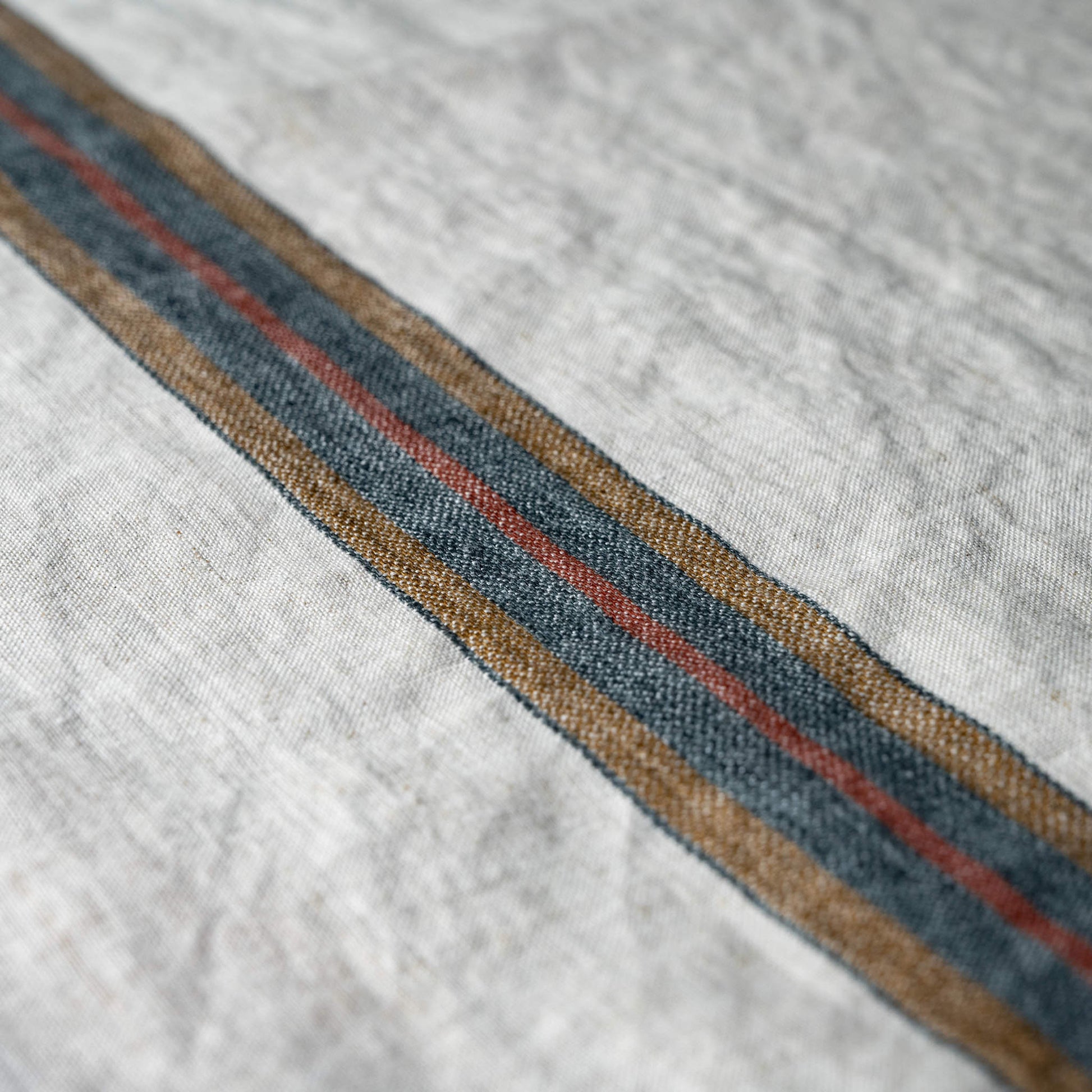 Close up of Libeco Linen Dock Tea Towel stripe design 