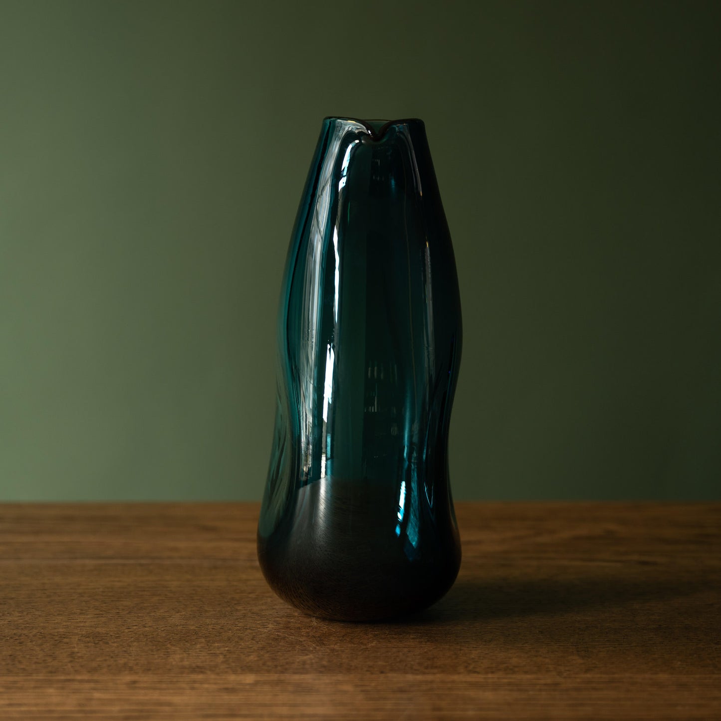 Louisa Raven Green Glass Carafe side view