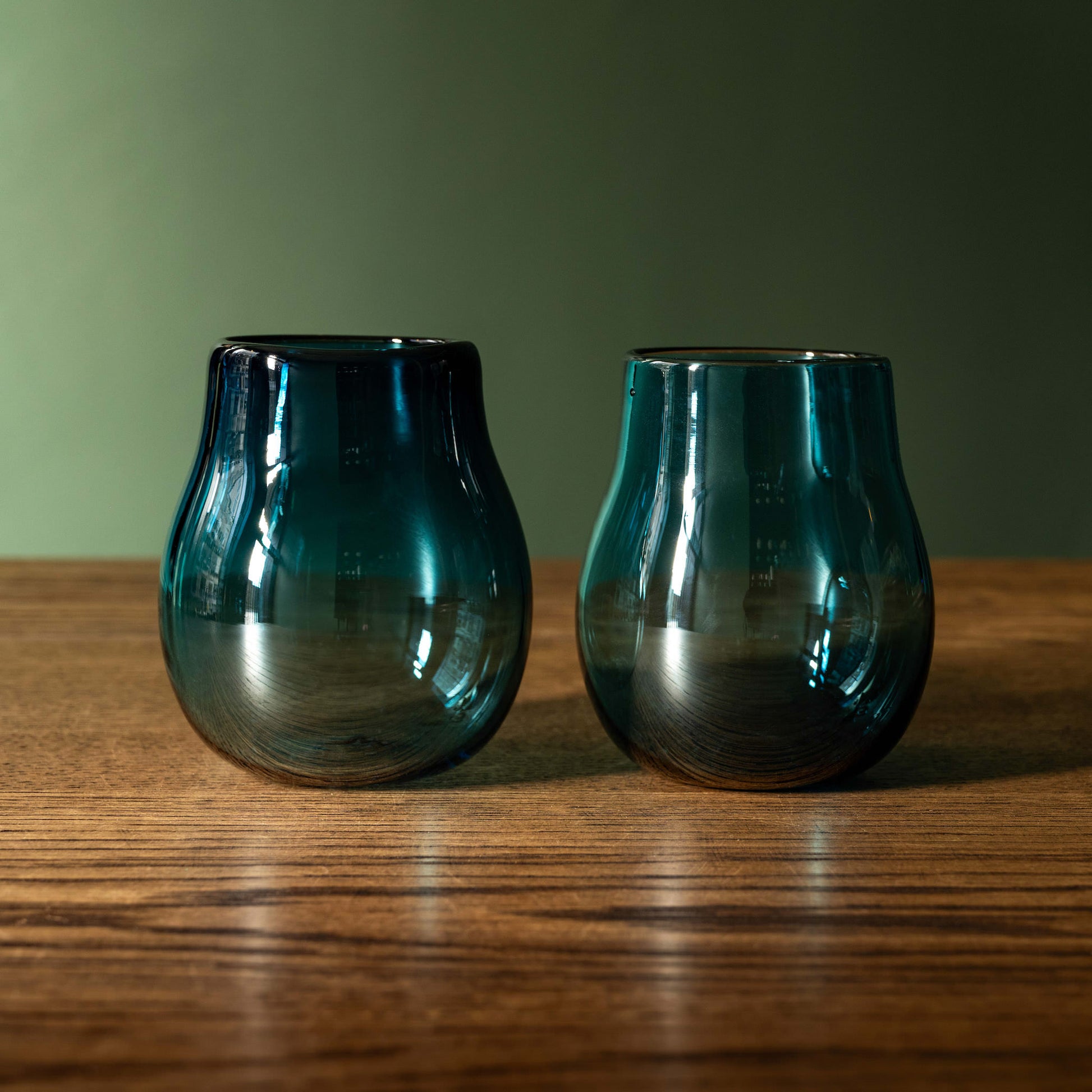 Pair of Louisa Raven Green Glass Tumblers