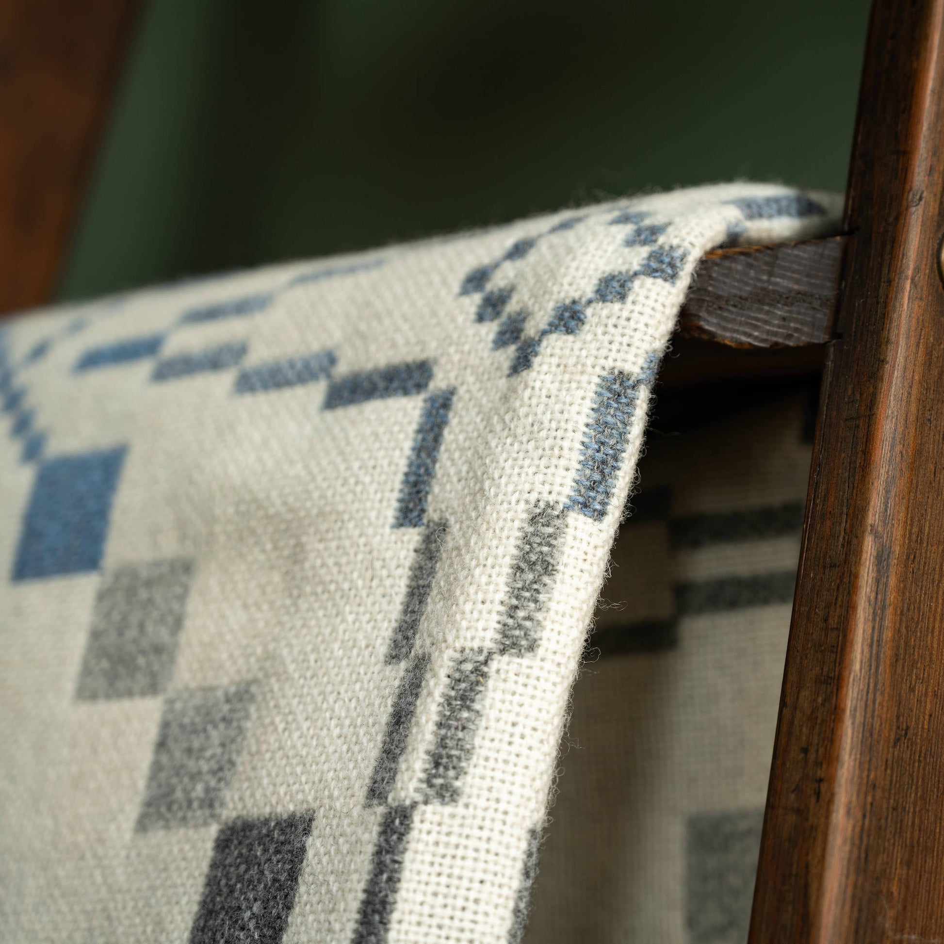 Close-up of Melin Tregwynt Vintage Star Cynefin  Welsh Blanket 