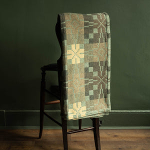 Reverse side of Melin Tregwynt Mint Vintage Star Welsh Blanket