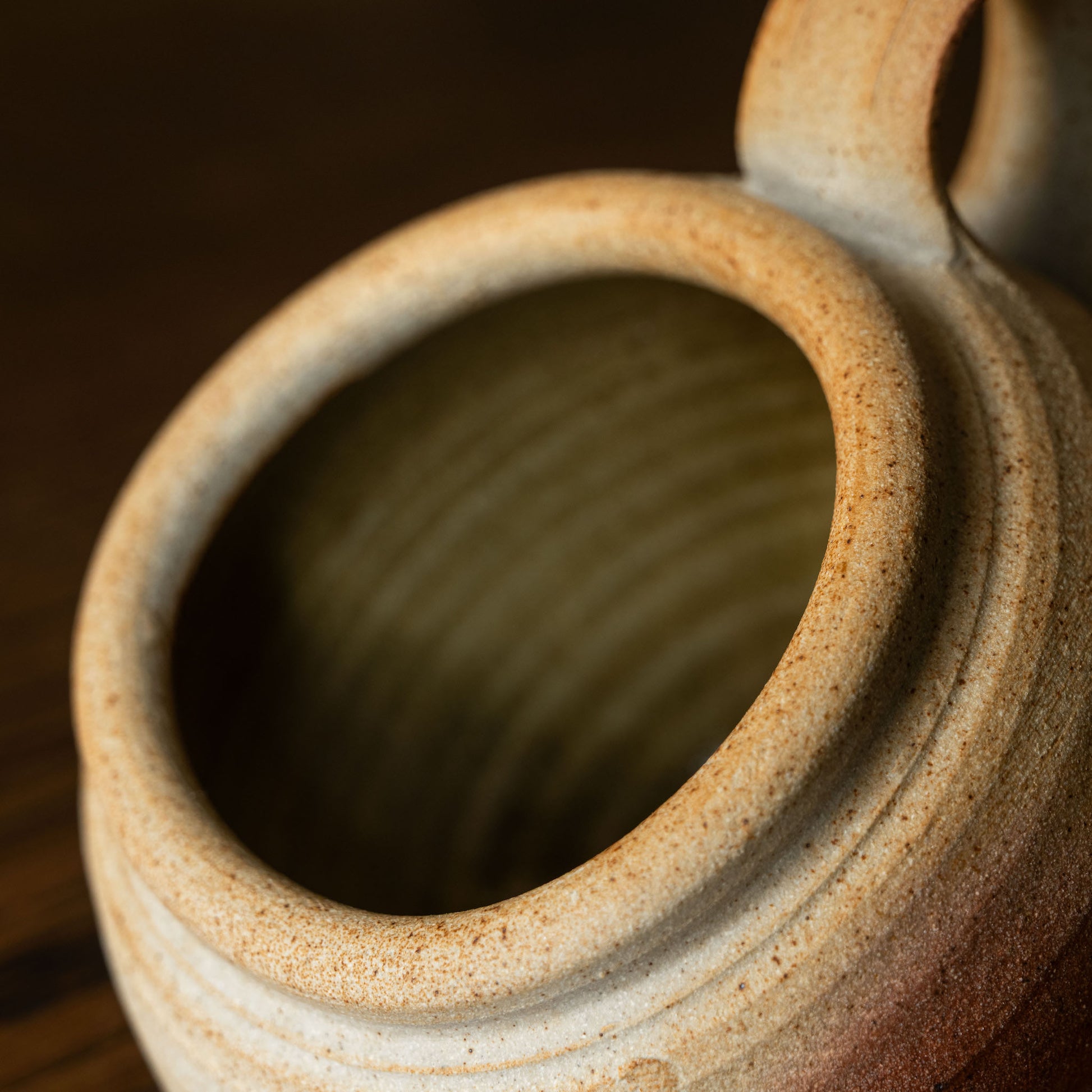 Inside of Muchelney Pottery Stoneware Salt Pig 