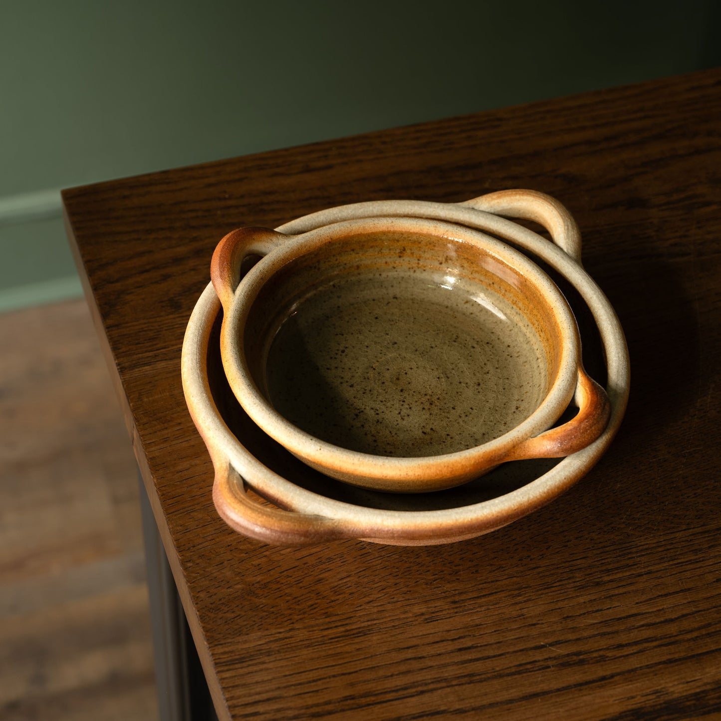 Muchelney Pottery small & medium Shallow Baking Dishes.