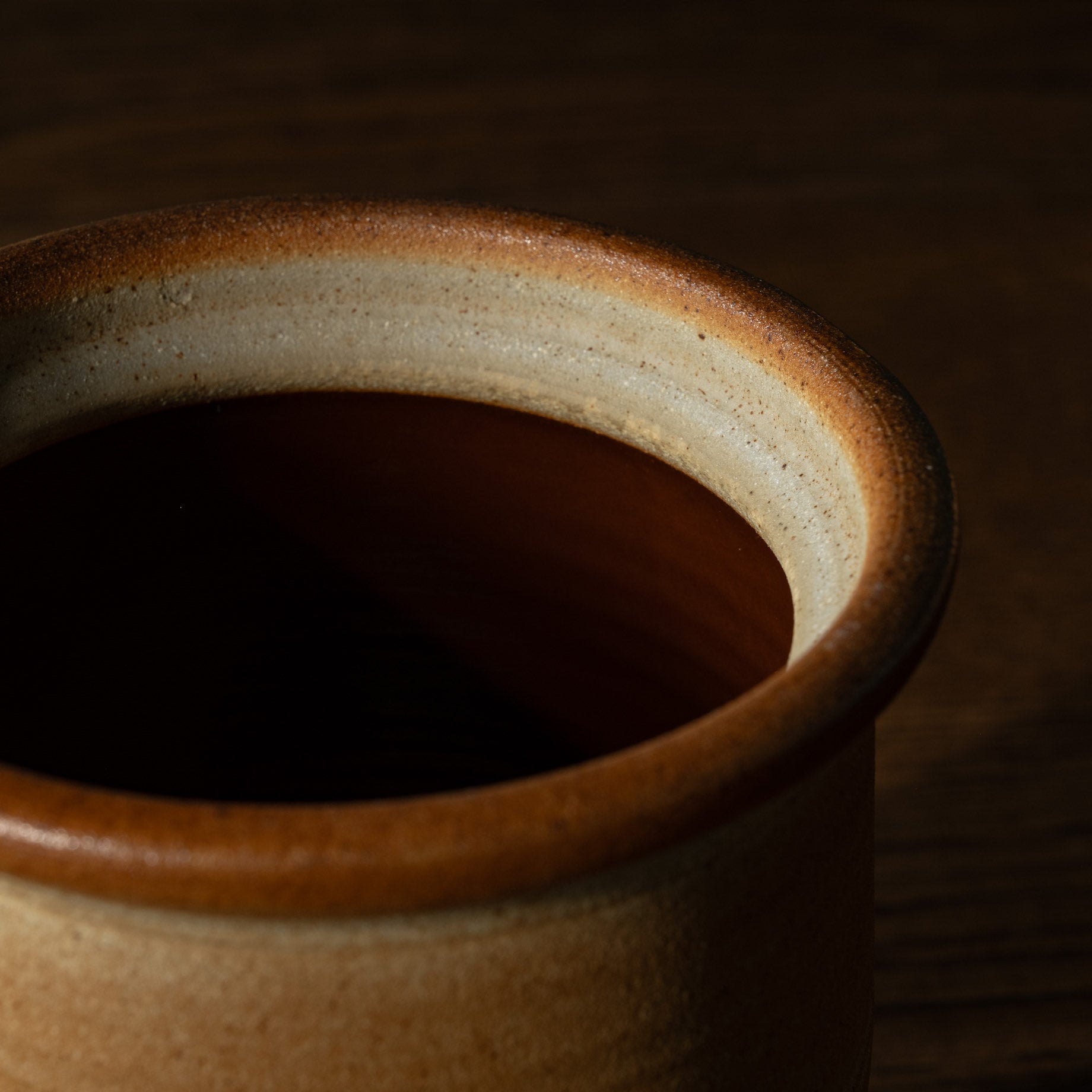 Muchelney Pottery Medium Storage Jar Inside and top rim. 