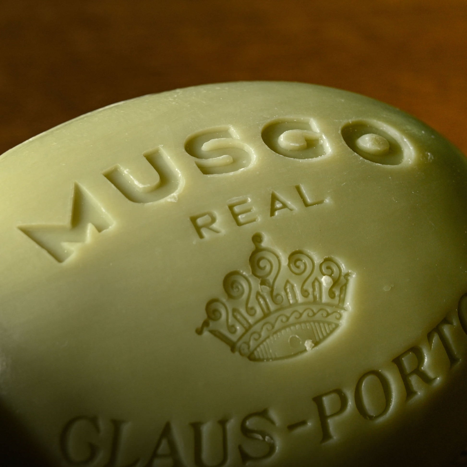 Musgo Real Soap on a rope bar with logo embossing.