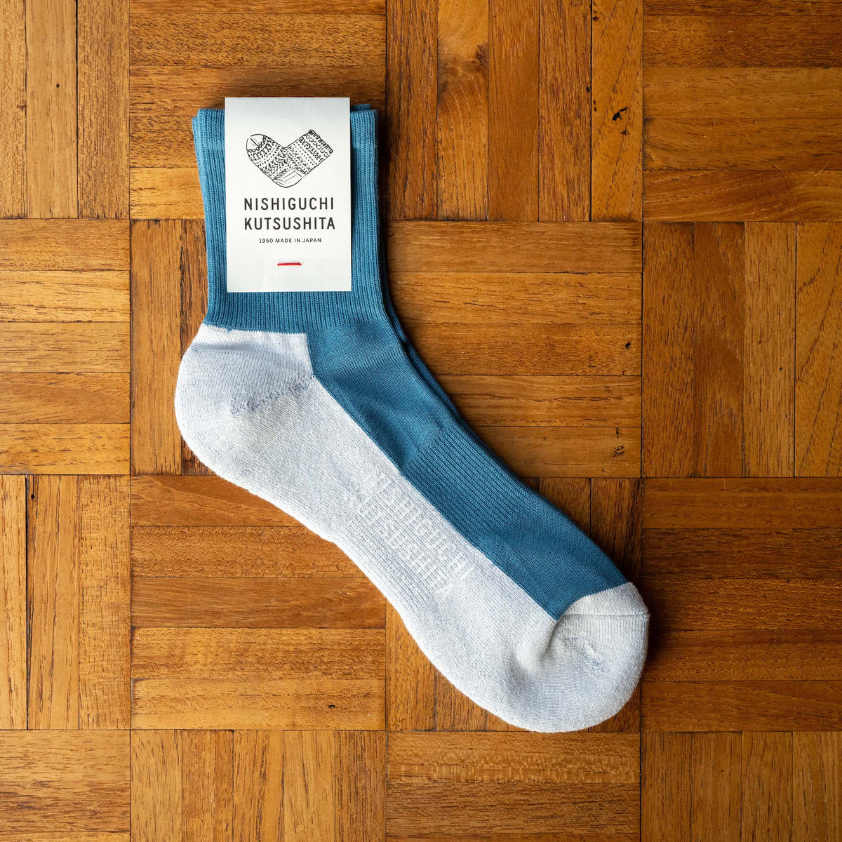 Nishiguchi Kutsushita Cotton Cashmere Wallking Socks in Lake Blue colour