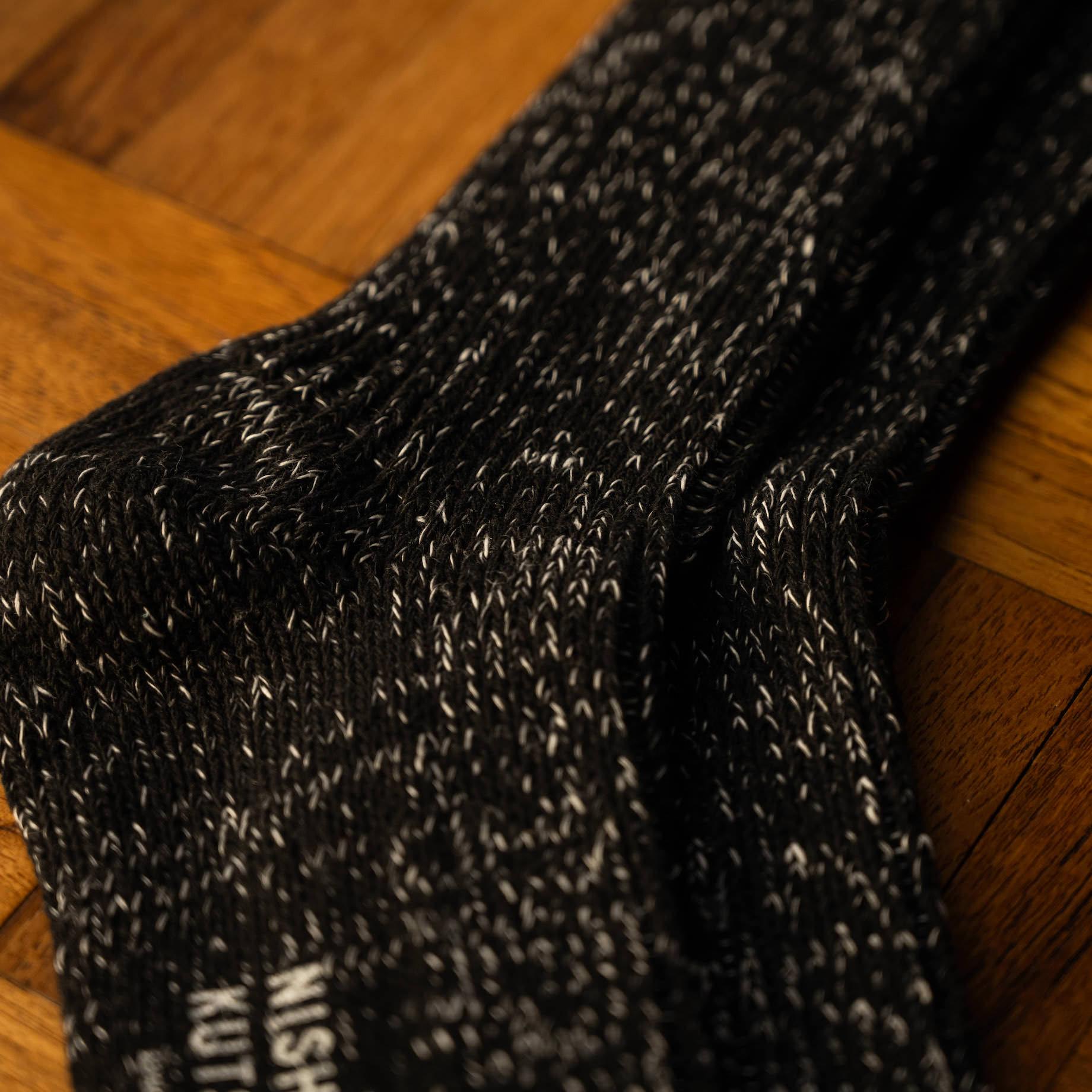 Colour & Yarn detail for Black Hemp & Cotton Nishiguchi Kutsushita Socks 