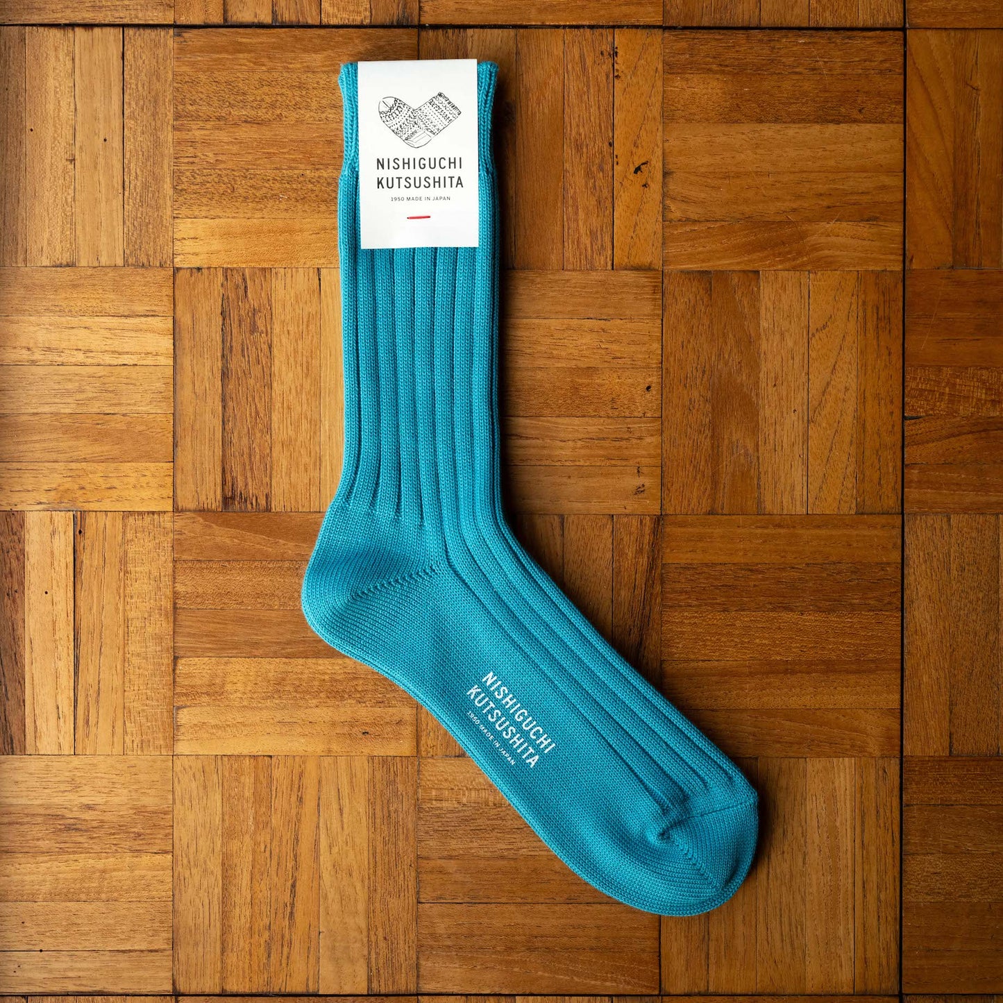 Nishiguchi Kutsushita Egyptian Cotton Socks in Aquarium Blue  colourway