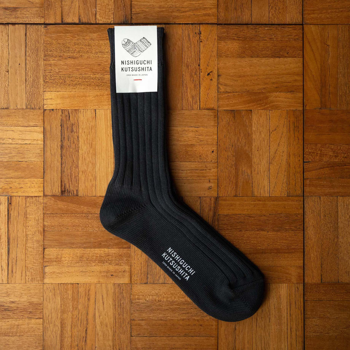 Nishiguchi Kutsushita Egyptian Cotton Socks in Black colourway