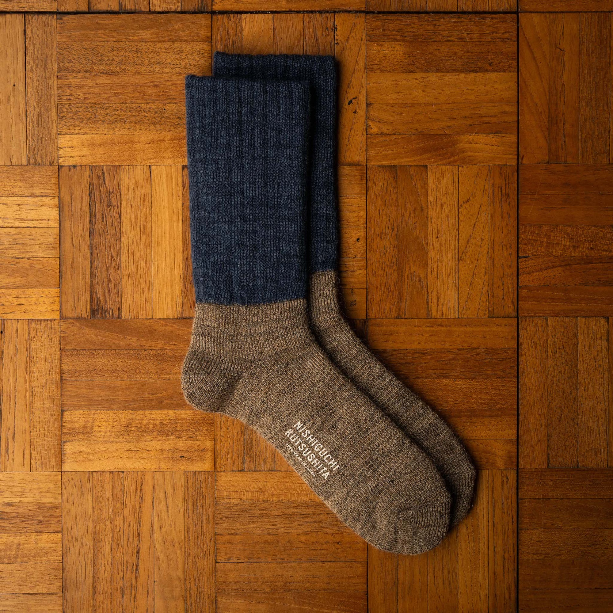 Nishiguchi Kutsushita Navy Mohair & Wool Socks