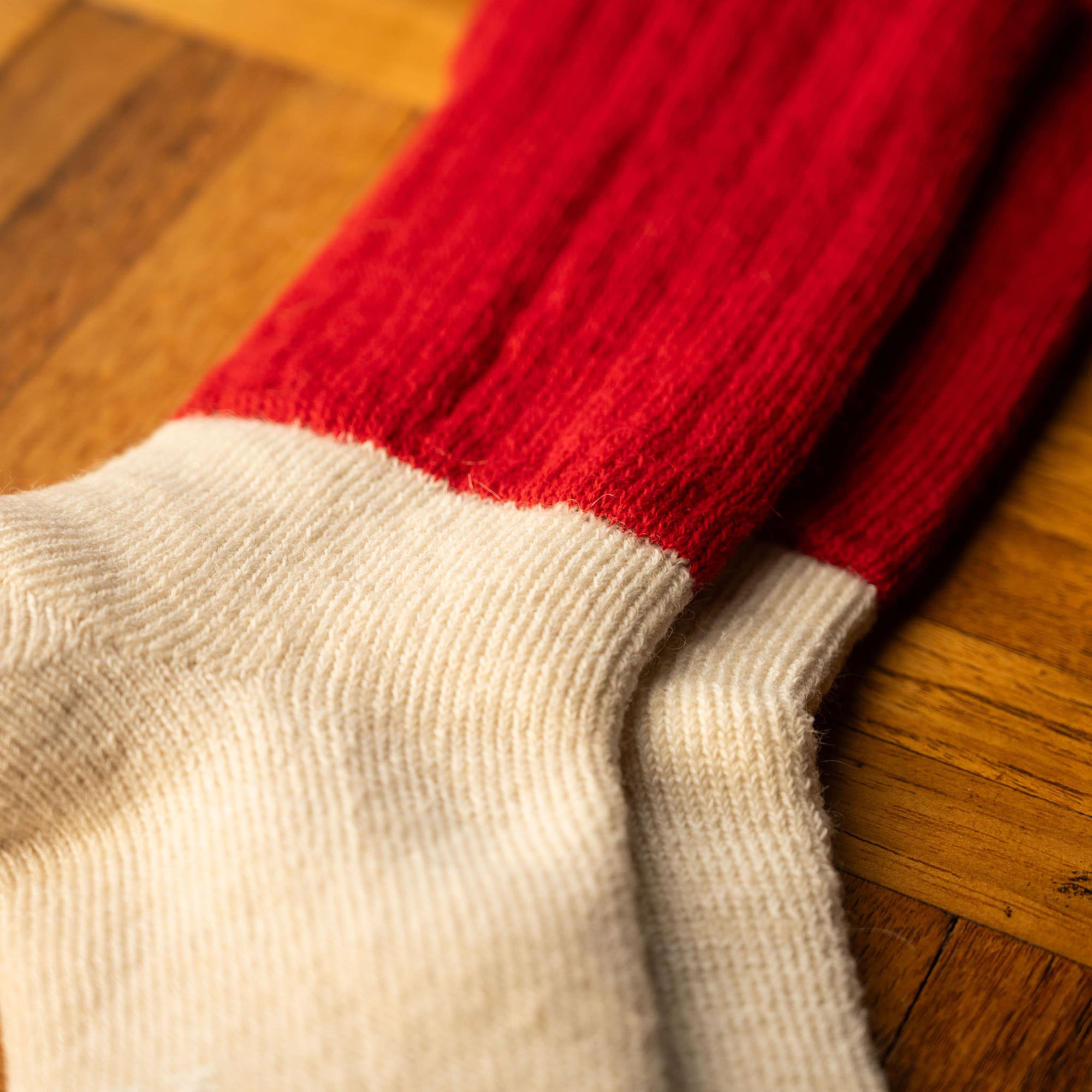 Colour & Yarn detail for Nishiguchi Kutsushita Red Mohair & Wool Socks
