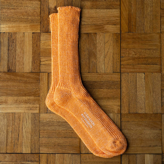 Nishiguchi Kutsushita Hemp & Cotton Lantern Orange Socks