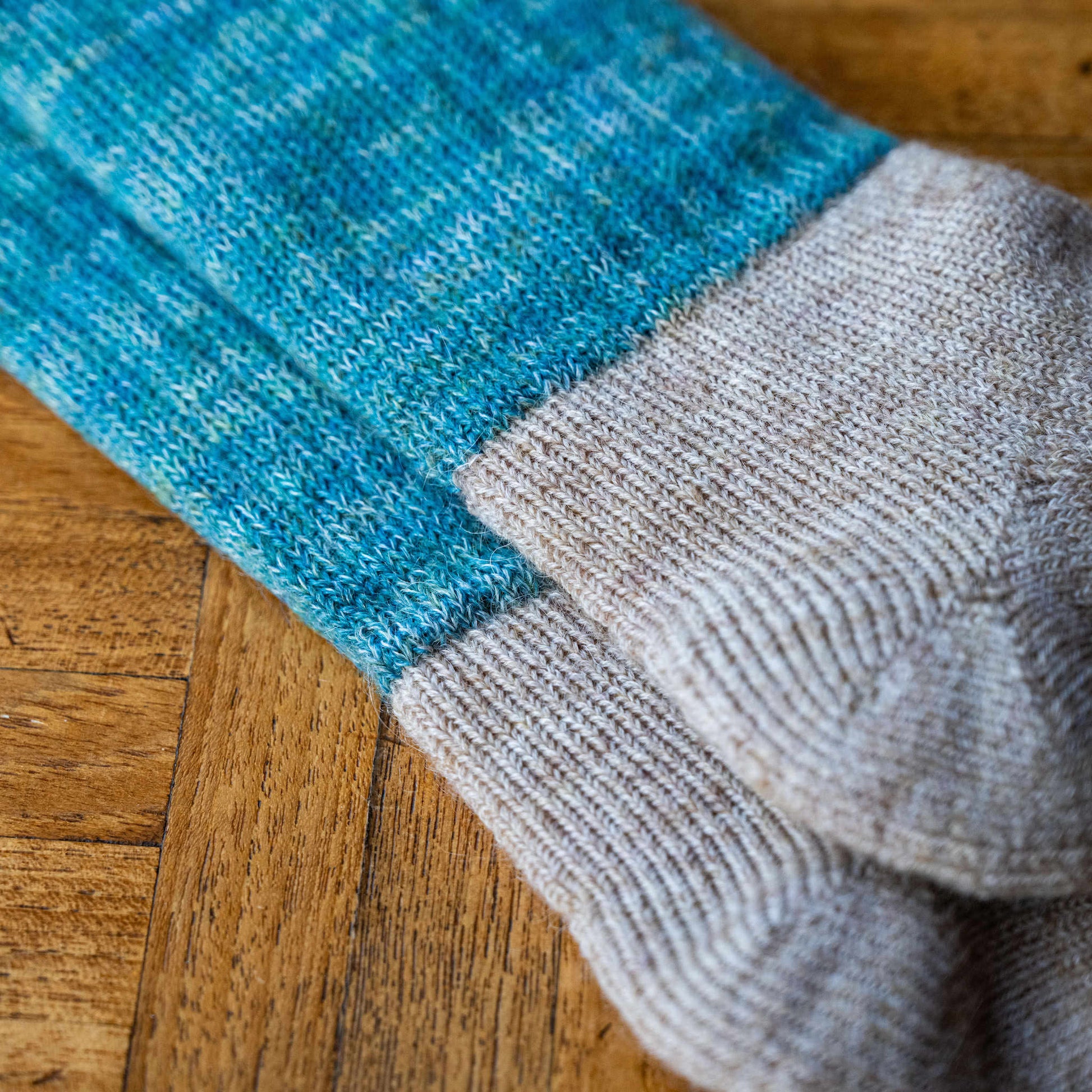 Close-up of a heel for Nishiguchi Kutsushita Trail Road Mohair & Wool Socks 