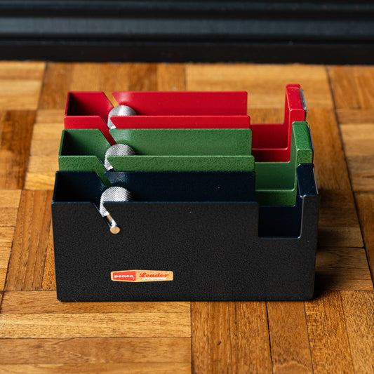 Penco Large Tape Dispenser in Navy, Green & Red hammered steel. 
