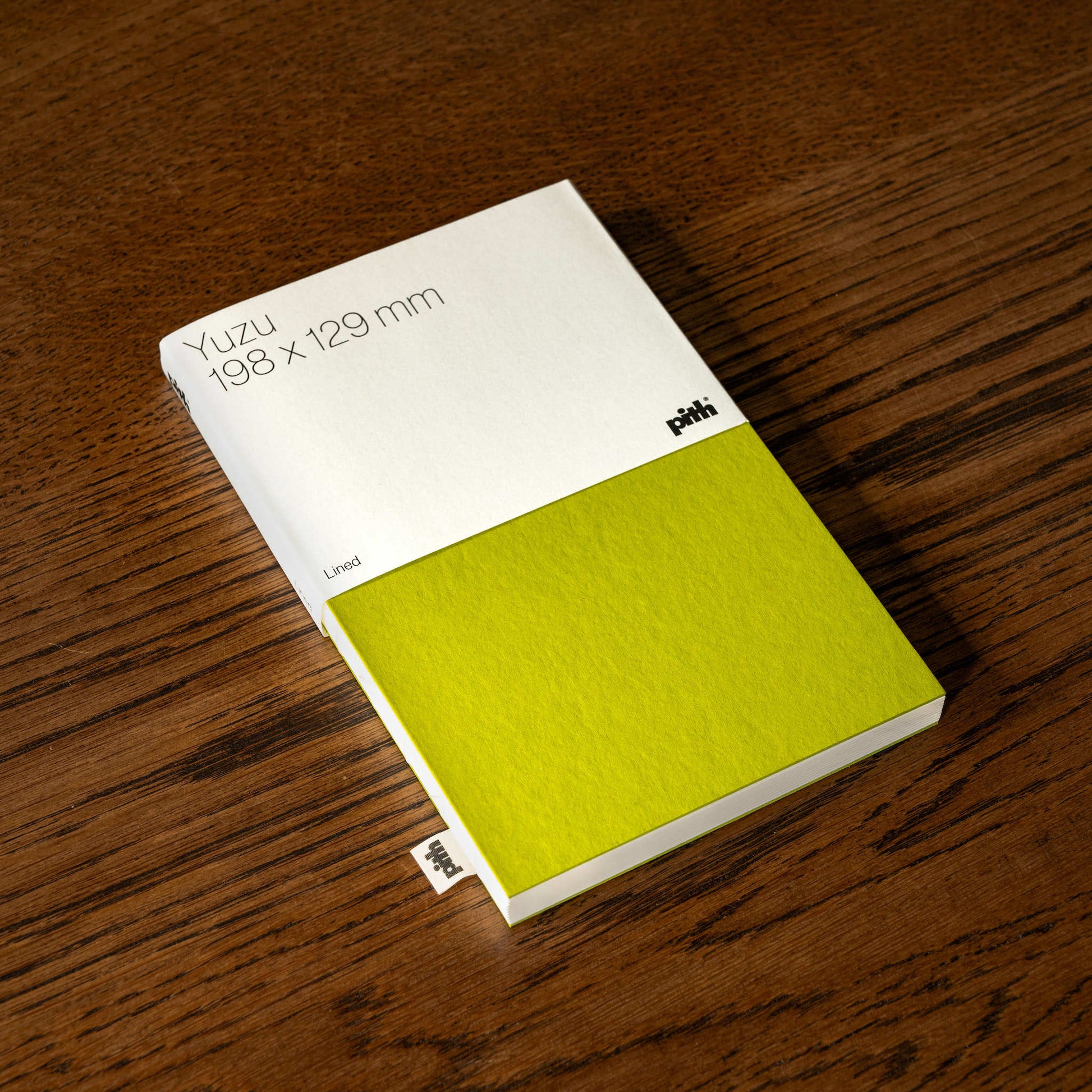 Pith Supply Chartreuse Yuzu Notebook with lined paper. 