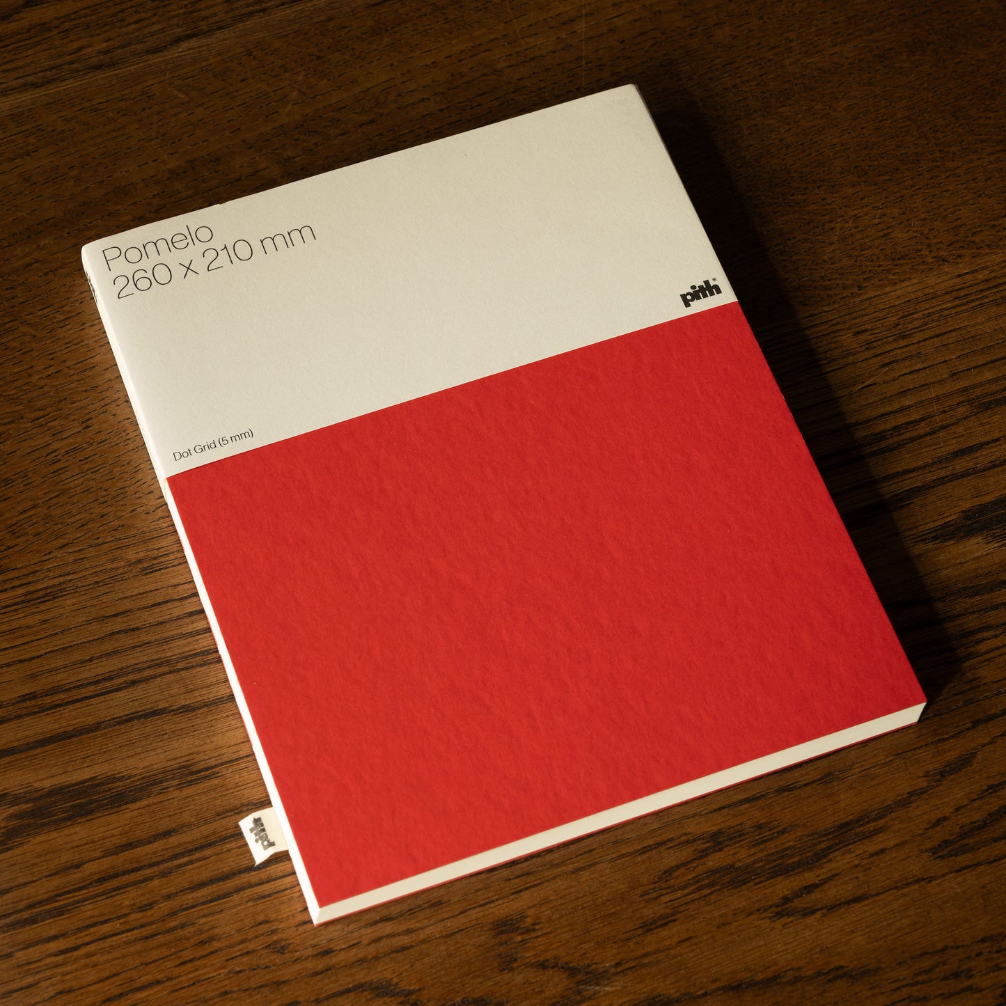 Pith Supply Red Pomelo Notebook with dot grid page layout.