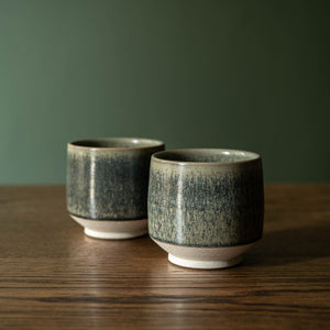 Pair of Pottery West Stoneware Cups in Nori Glaze