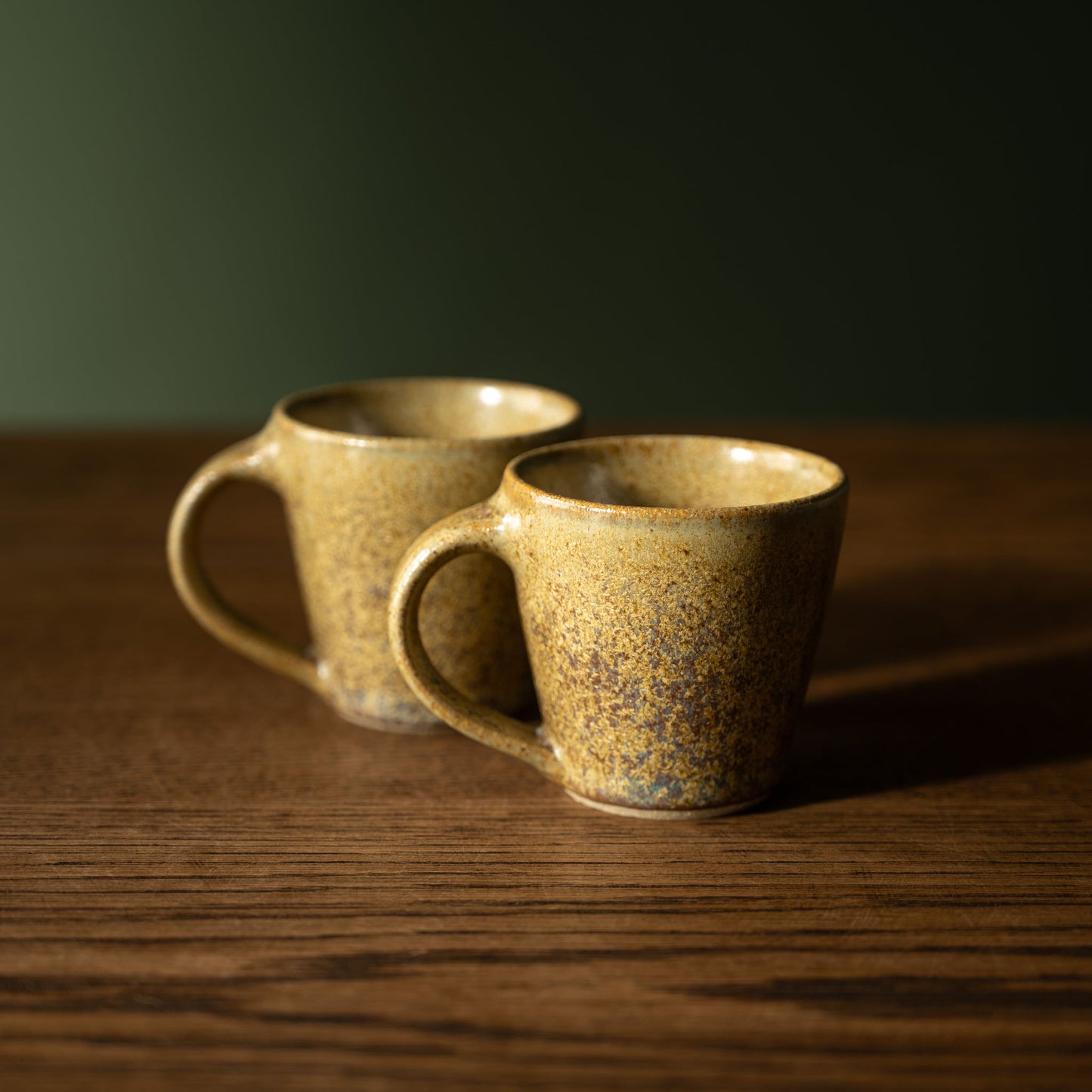 Pair of Pottery West Stoneware Espresso Mugs in Ochre