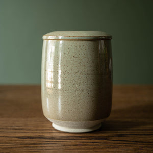 Pottery West Stoneware Lidded Jar in Olive Glaze