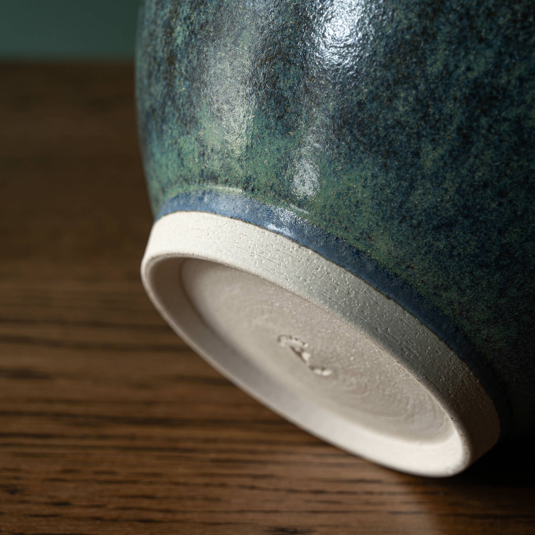 Pottery West Stoneware Rounded Vase base in Nori glaze