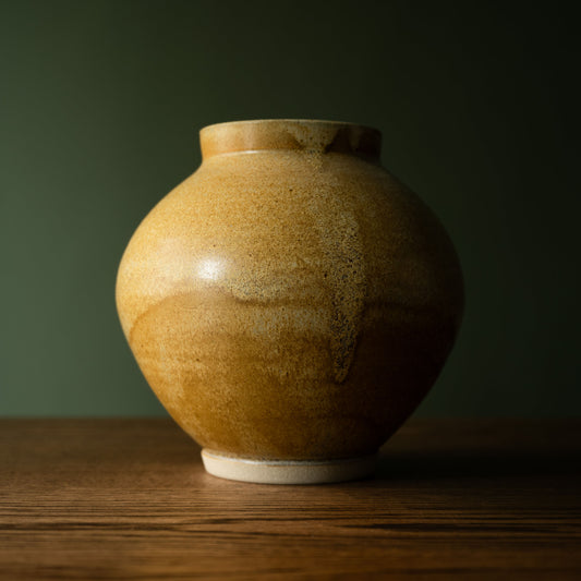 Pottery West Stoneware Rounded Vase in Ochre glaze