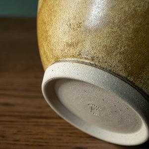 Pottery West Stoneware Rounded Vase base in Ochre glaze