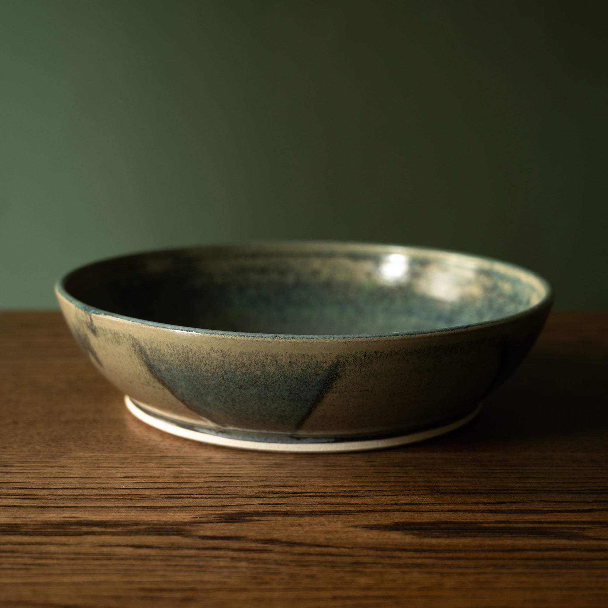 Pottery West Stoneware Serving Bowl in Nori glaze