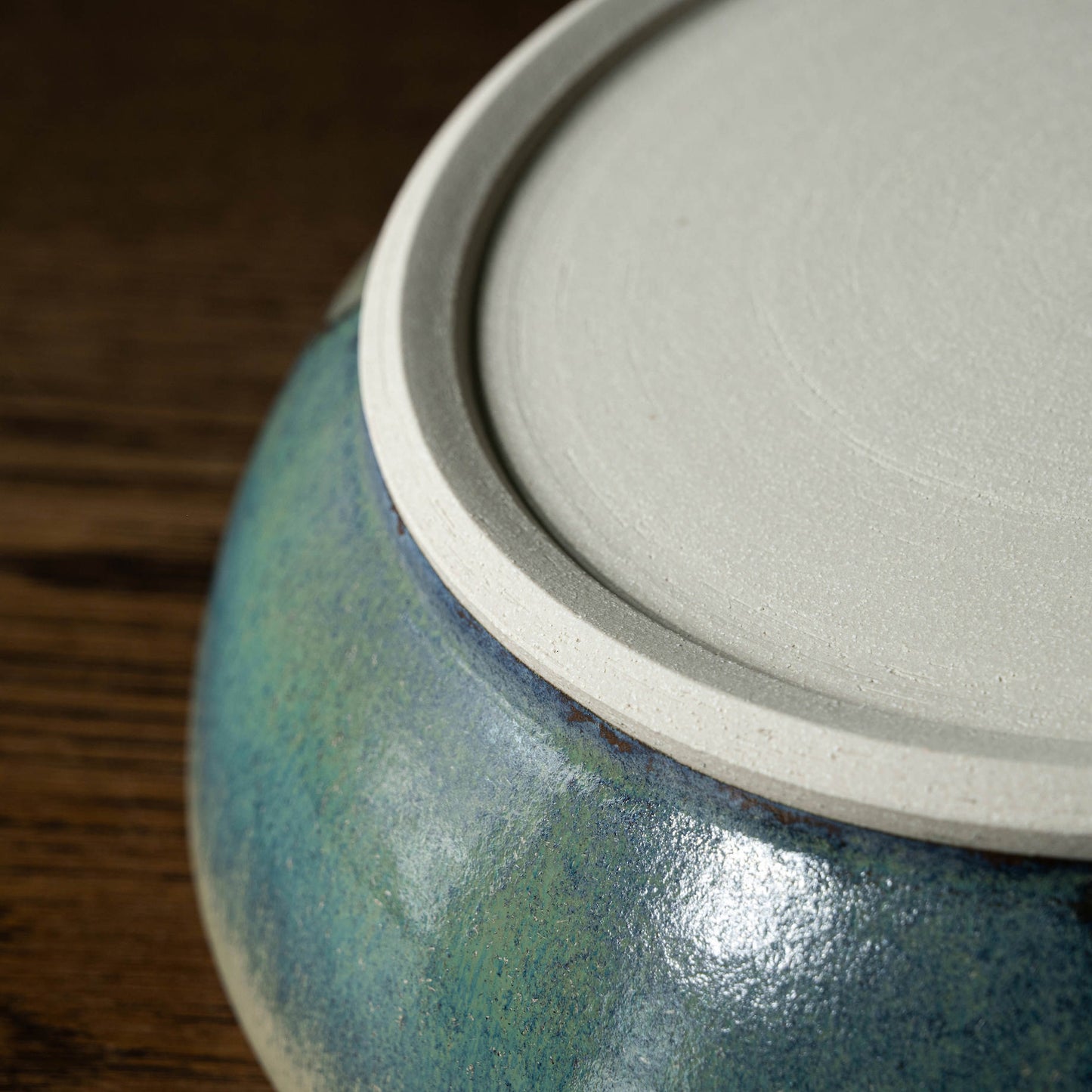 Pottery West Stoneware Serving Bowl base in Nori glaze