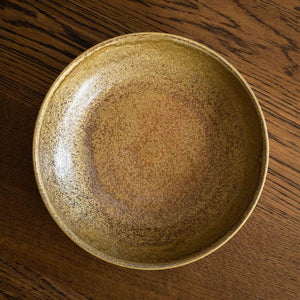 Pottery West Ochre Glaze Stoneware Serving Bowl Top View
