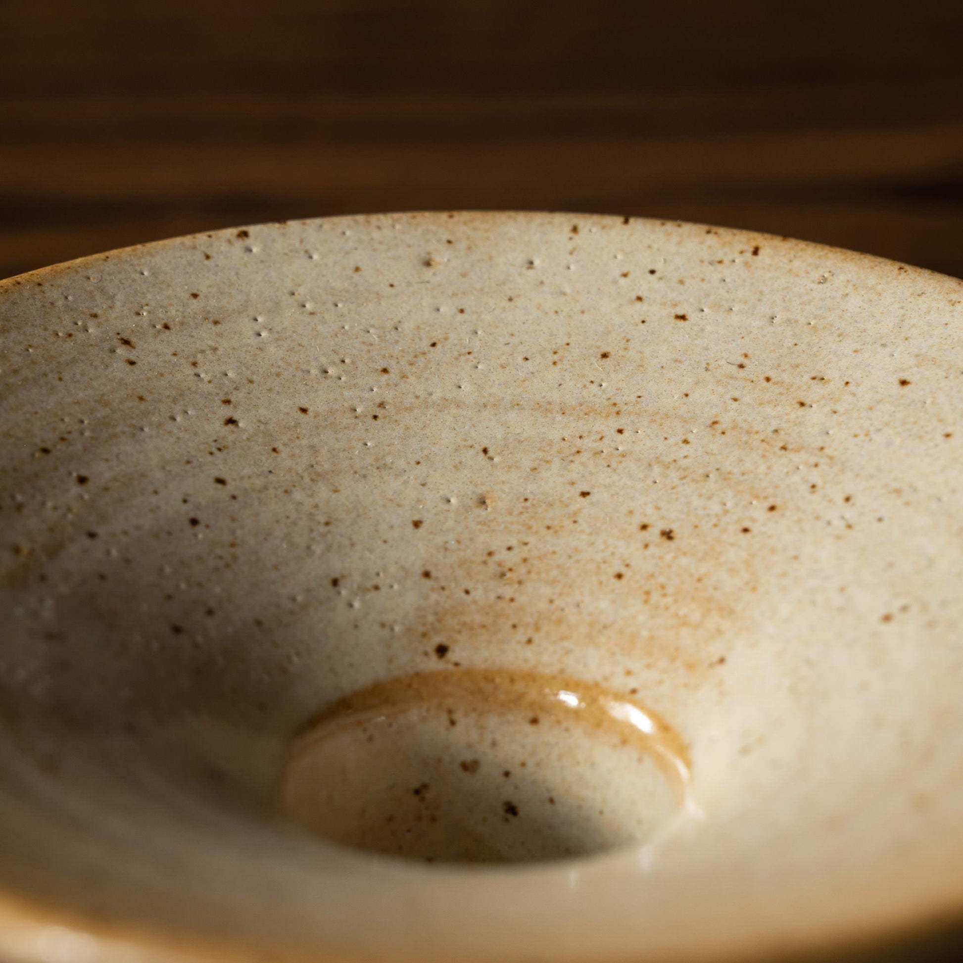 Glaze and colour detail of Pottery West sand stoneware candle holder
