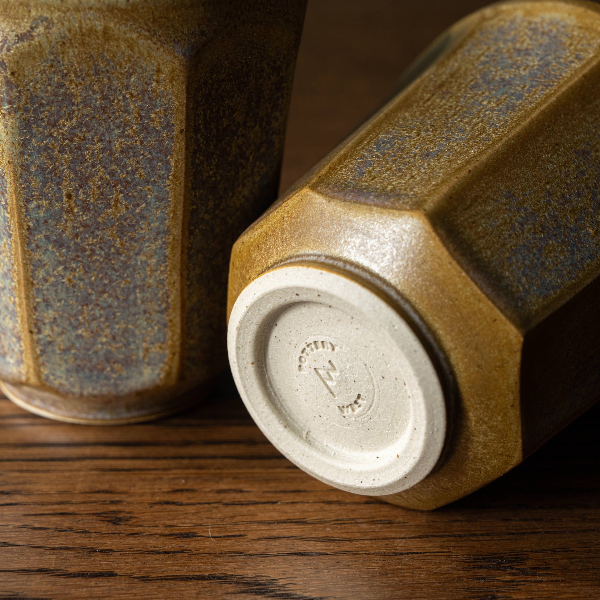 Close-up of the base of the Pottery West faceted beaker 