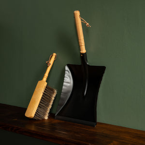 Redecker Black Powder Coated Dustpan & Hand Brush