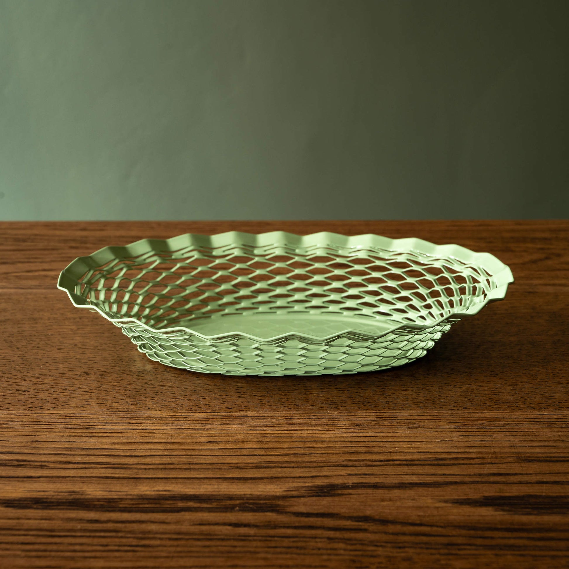 Pastel green stainless steel bread basket