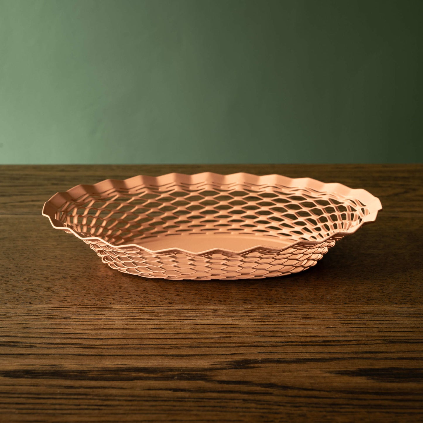 Old Pink stainless steel bread basket