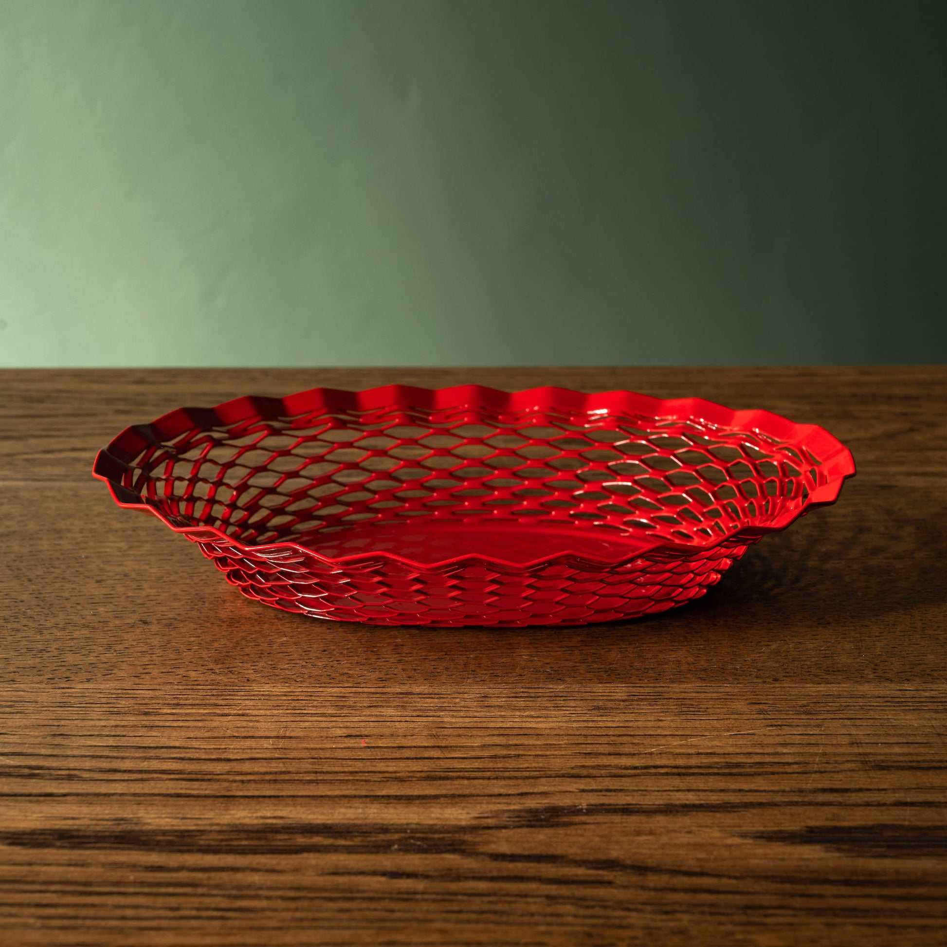 Red stainless steel bread basket