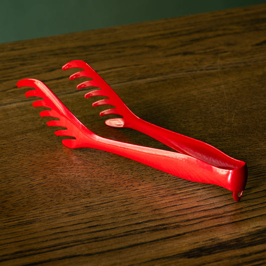 Red stainless steel serving tong, ideal for spaghetti or salads