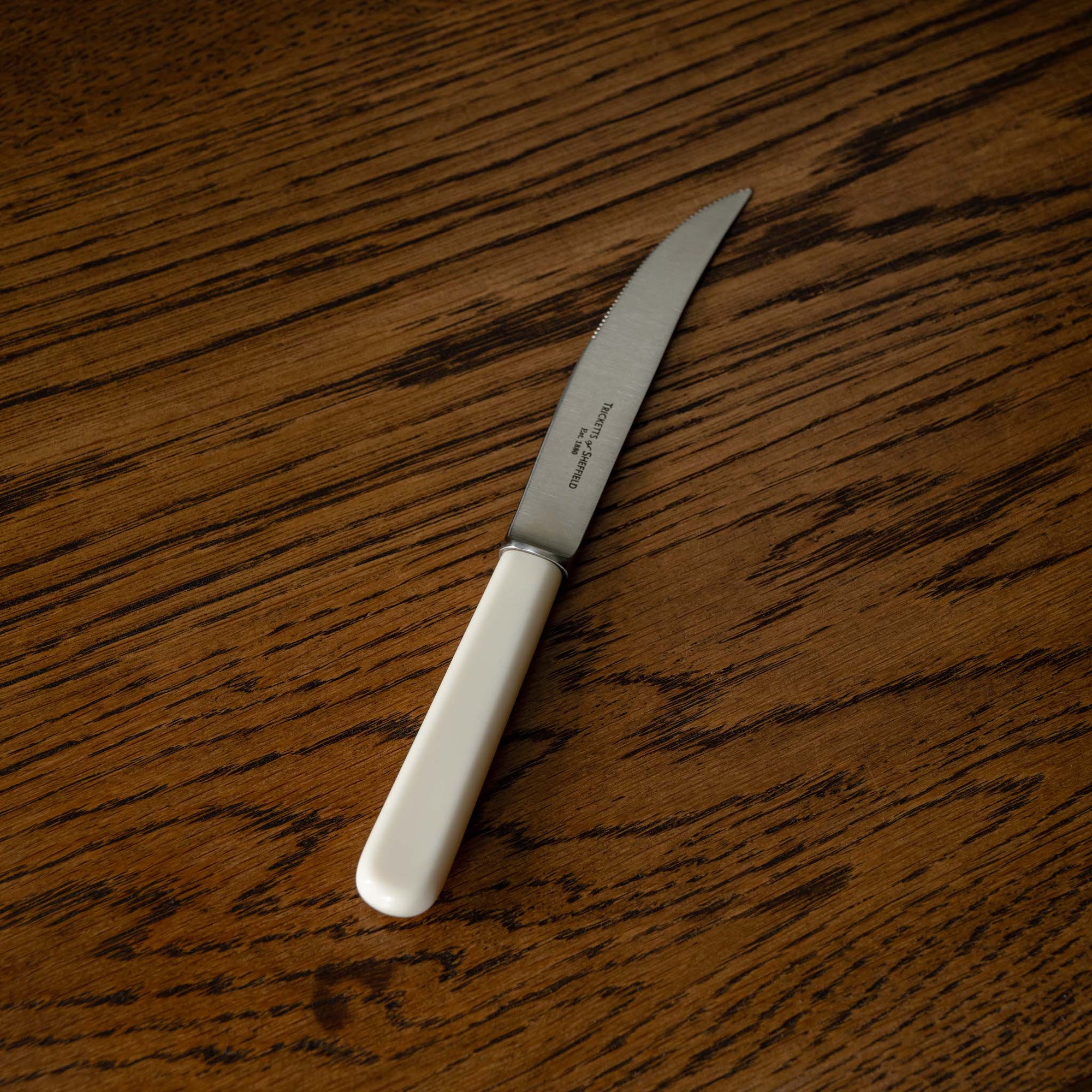 Tricketts of Sheffield Steak Knife with Sheffield steel blade & cream handle