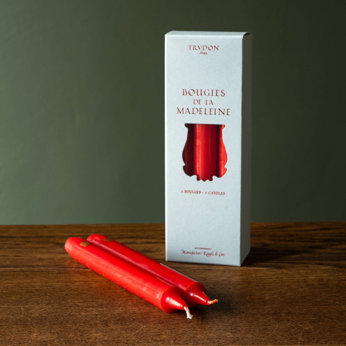 Trudon Red Madeleine taper candles 