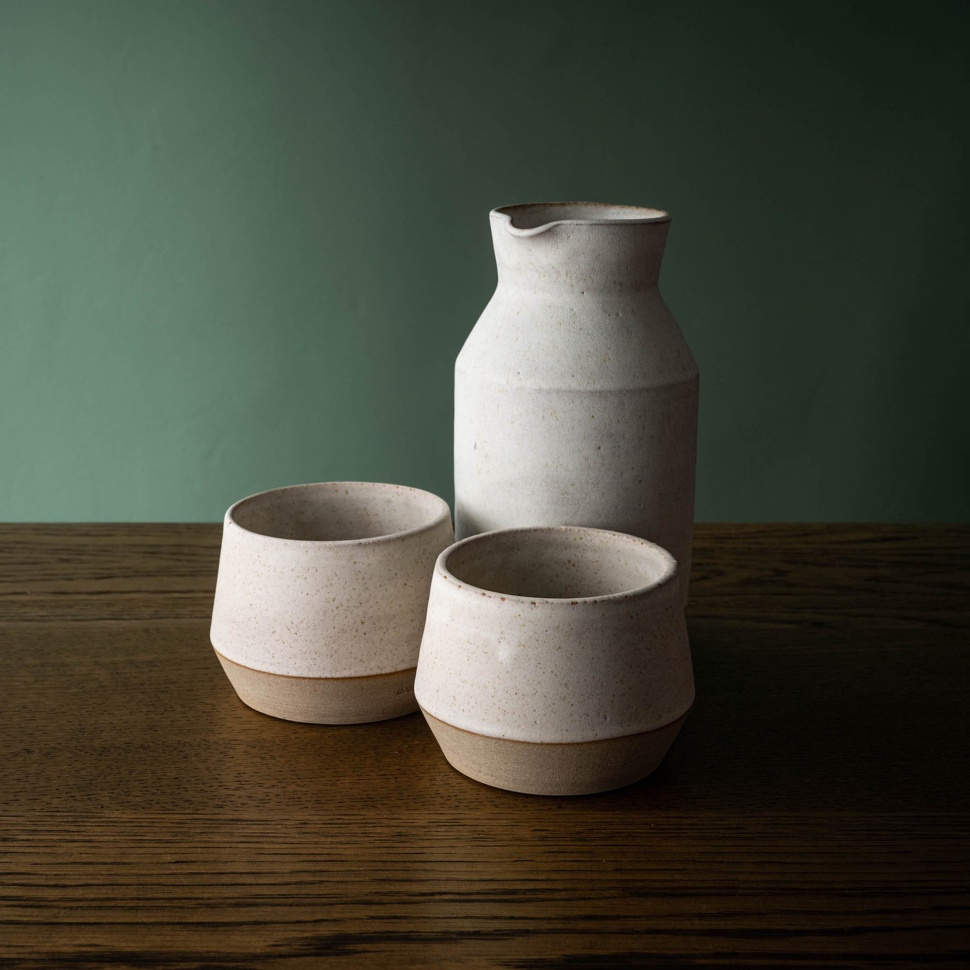 Carrick Ceramics stoneware carafe set in almond glaze