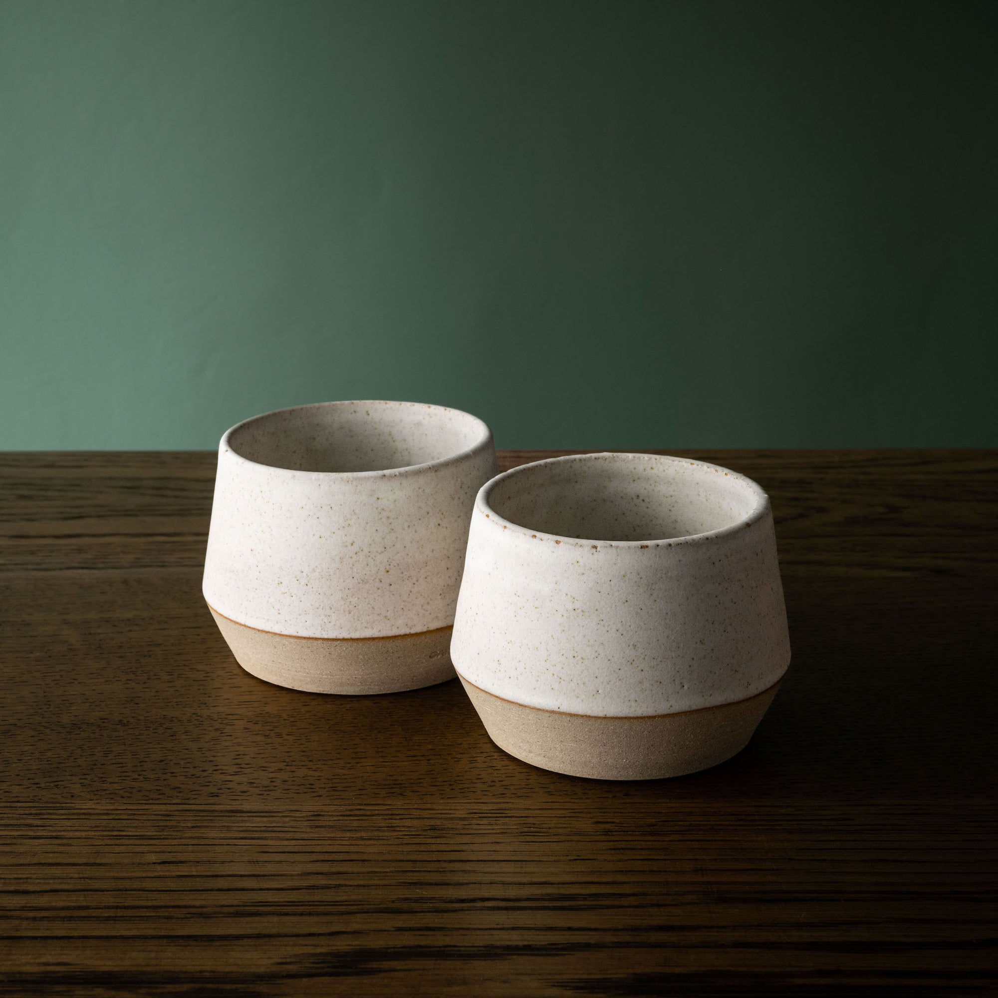 Carrick Ceramics stoneware beakers in almond glaze