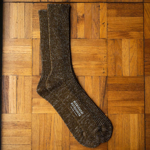 Nishiguchi Kutsushita Khaki Cotton & Hemp Socks