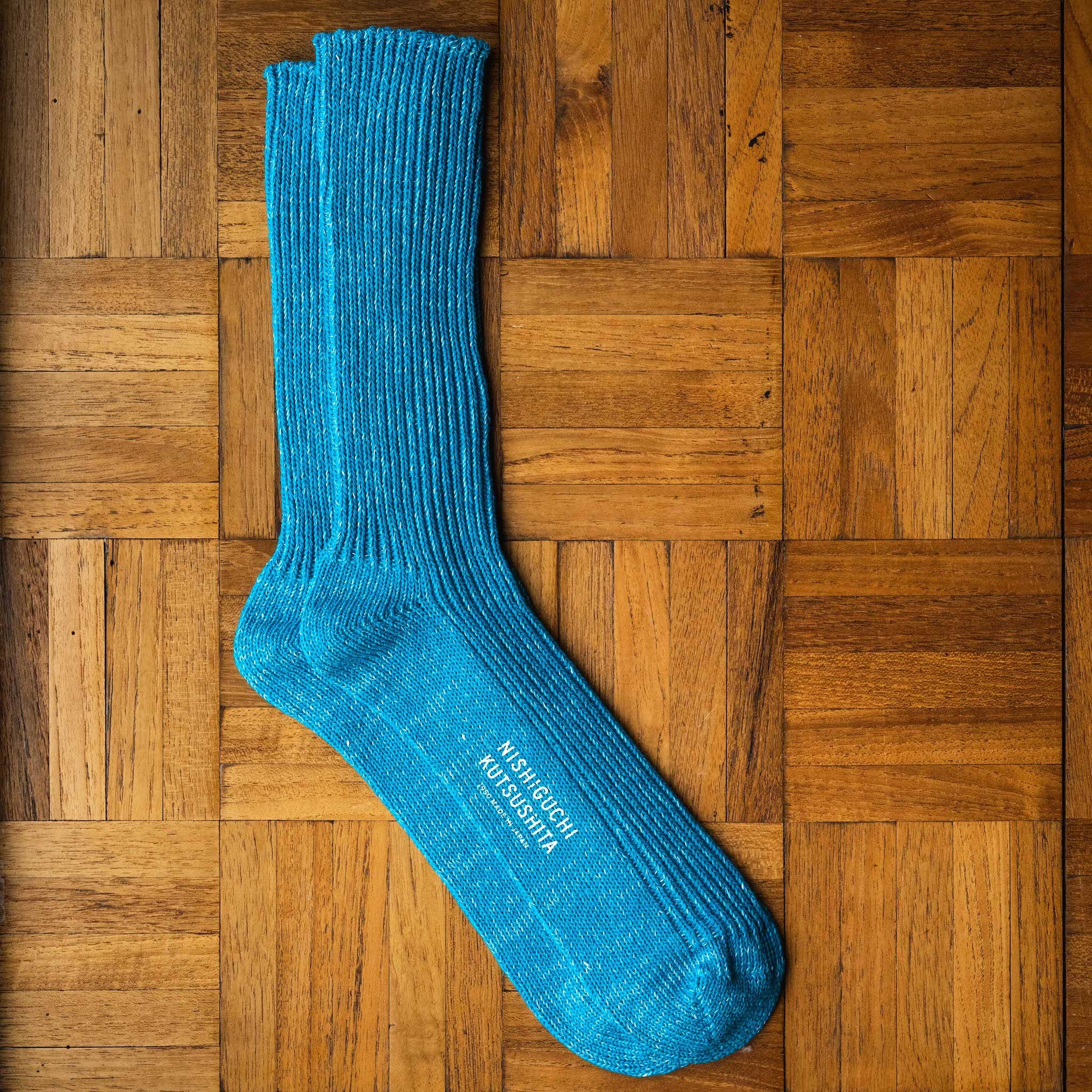 Nishiguchi Kutsushita Ocean Blue Cotton & Hemp Socks