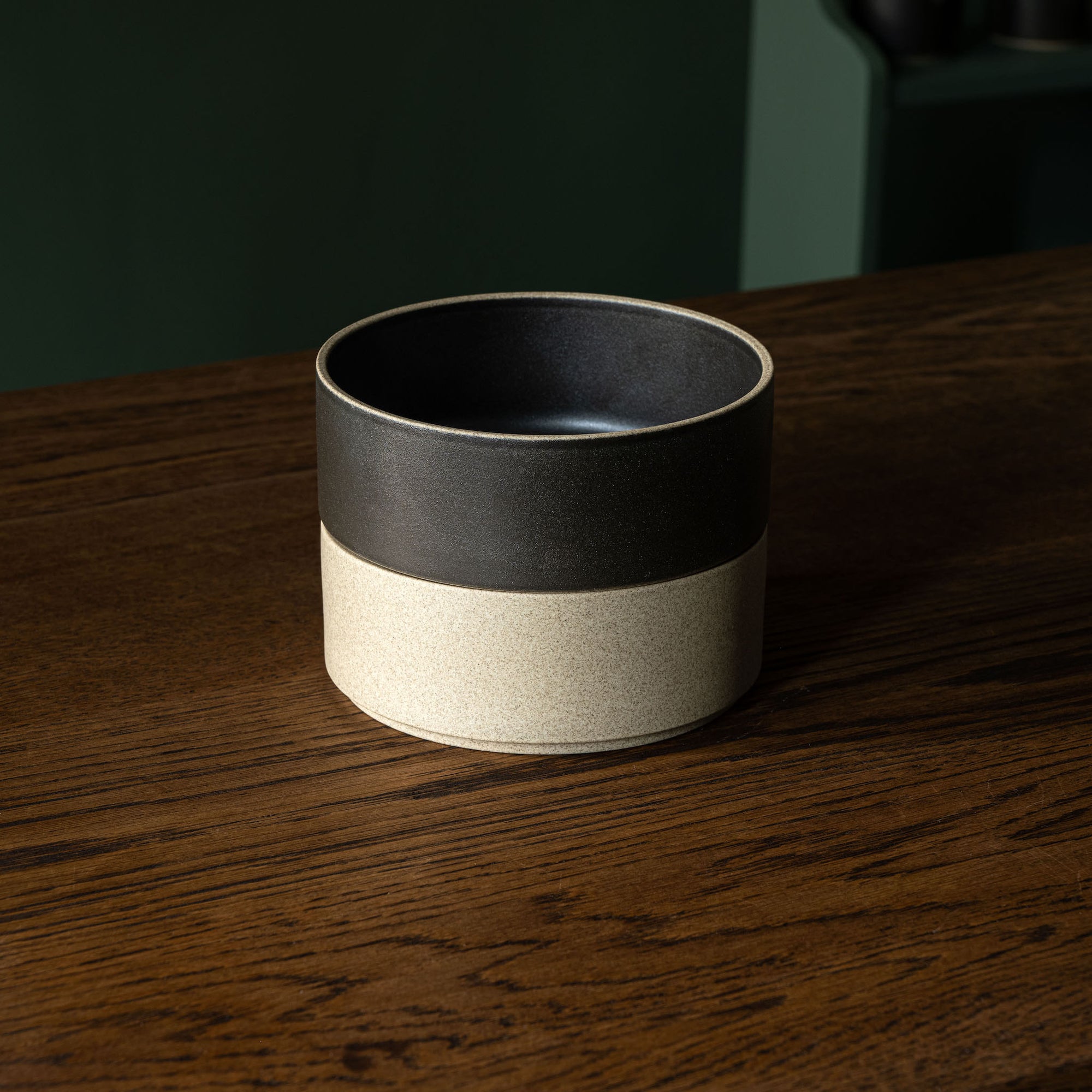 Hasami Porcelain black & natural stacked bowls