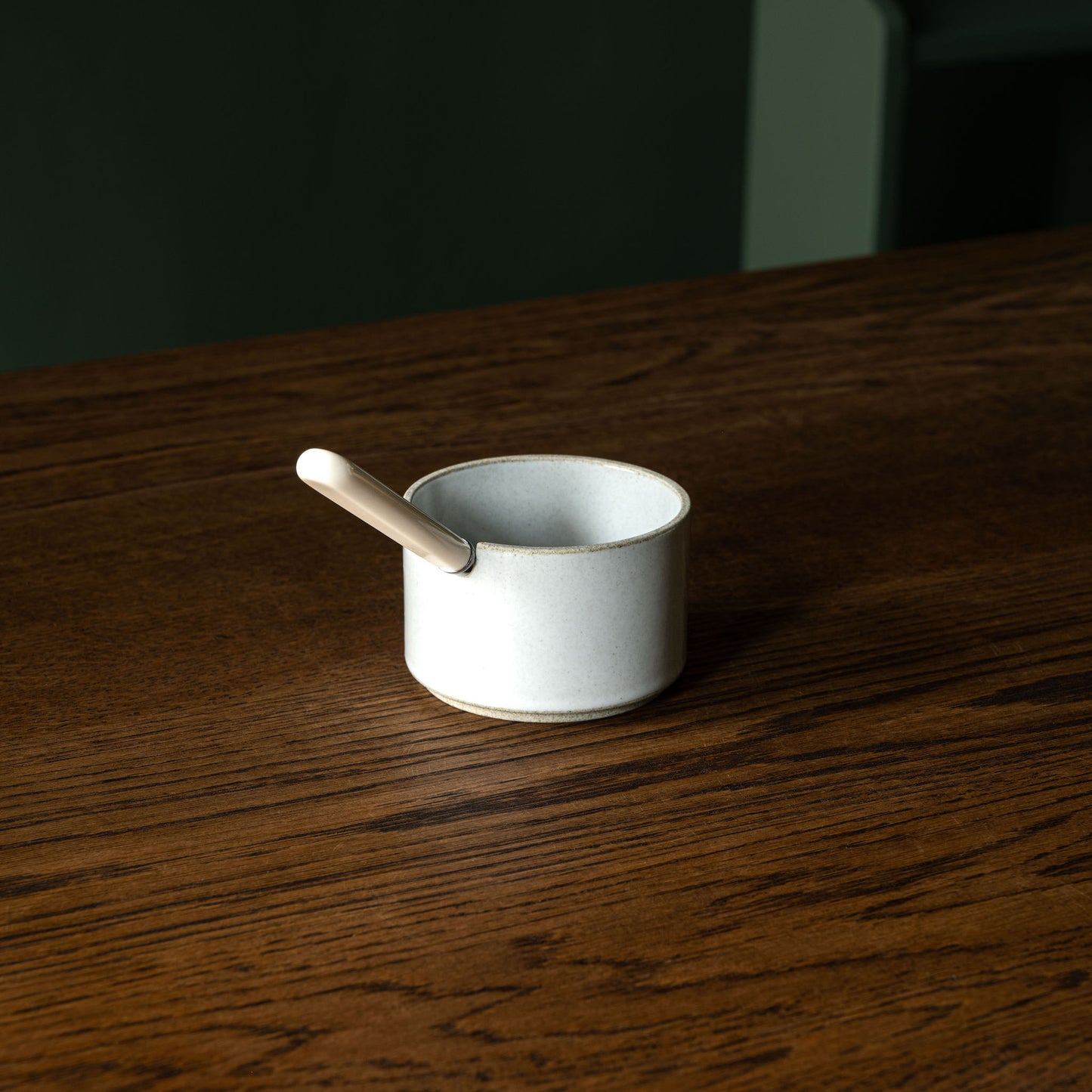 Hasami Porcelain gloss grey sugar bowl + spoon