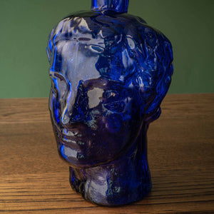 Face Detail for La Soufflerie Roma Vase in Dark Blue Glass