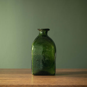 La Soufflerie Square Bottle in Green Glass