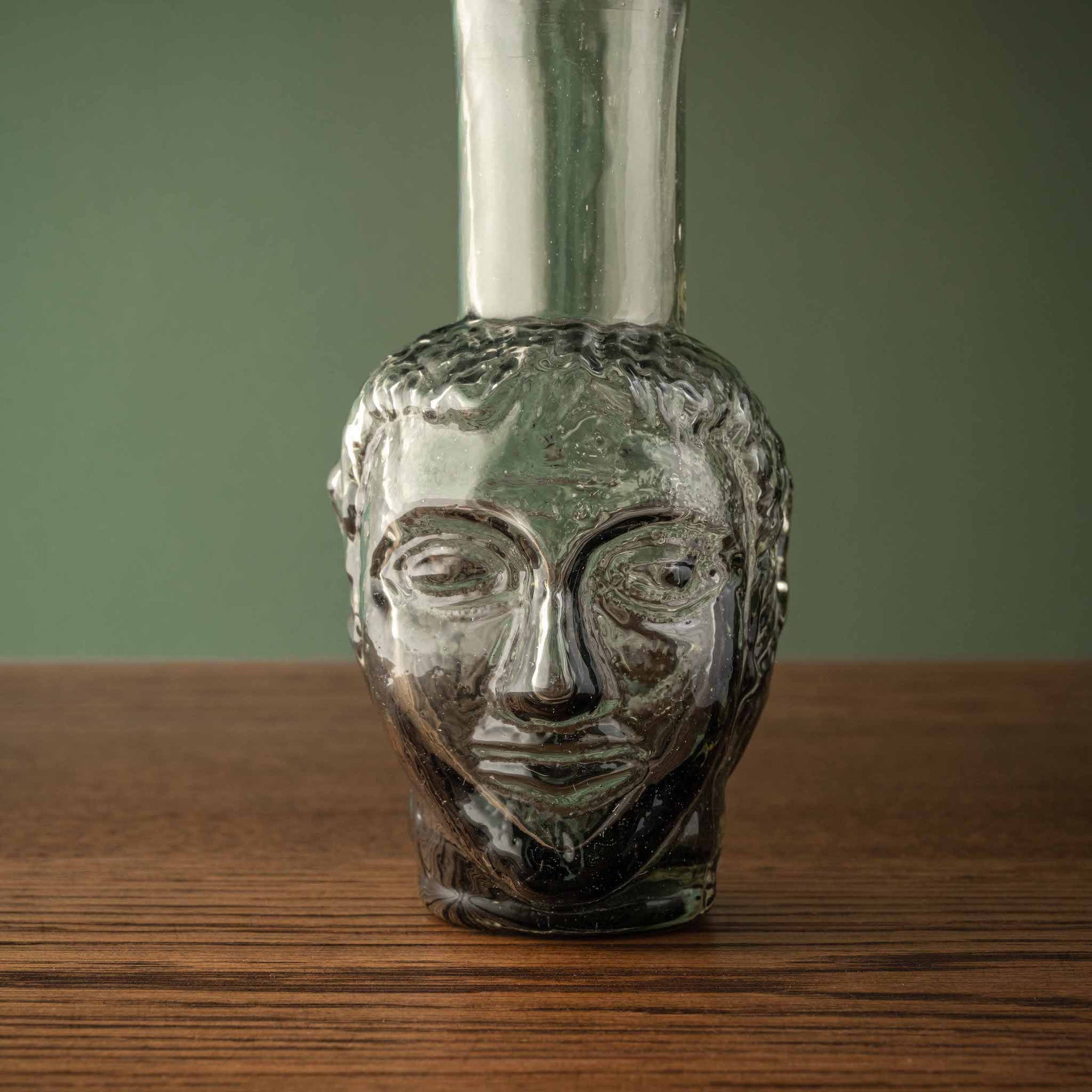 Smoke Recycled Glass La Soufflerie Vase Tete Face Close UP